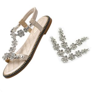 Factory Weld Alloy Shoe Buckle With Glass Diamonds Flower Spring Lady Sandal Accessory 511-19