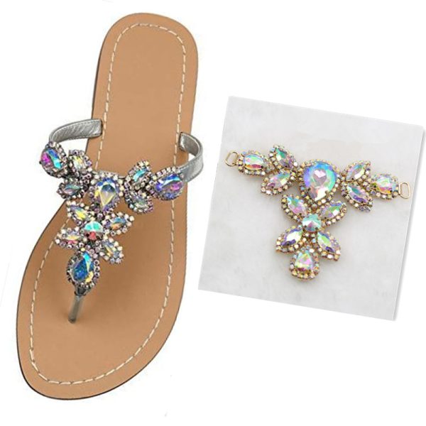 Jeweled Embellished Rhinestone Welded Shoe Chain For Women Flat Sandals 511-1