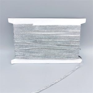 4mm Hot Fix Diamond Strip with SS6 rhinestones mine silver 2 lines clothes decoration