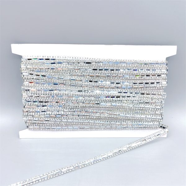 Hot fix rectangle glass diamond decorative strip for diy lady bag hat fashion dress