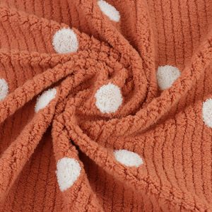 Long-wool Coral Fleece Polka Dots Rib Orange Slippers Fleece 230gsm