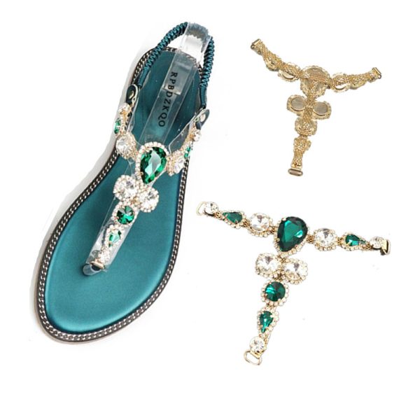 Welded Alloy Rhinestone Shoe T Chain for Bohemian Summer Flip-flops 511-2