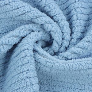 Shu Velveteen Blue Stripped Solid Soft Cotton Fleece  for Winter Lady Slippers