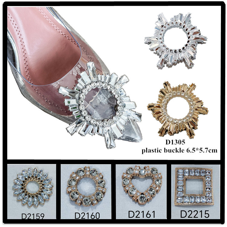 Acrylic Shoe Factory Large Round Buckle With Rhinestones Classic Decorative Accessory