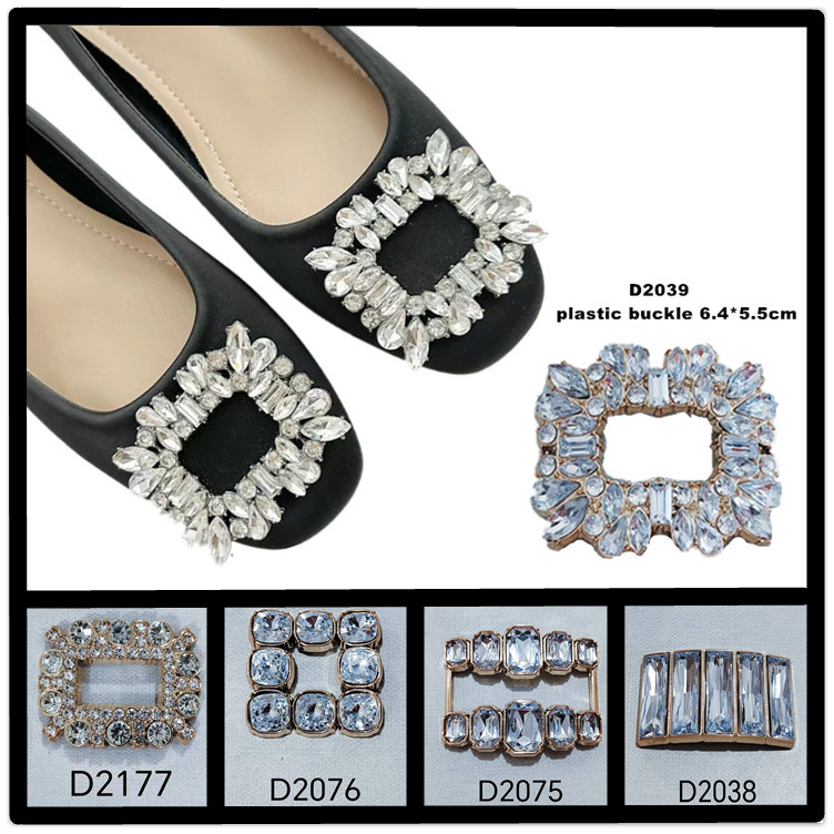 Large Square Shoe Upper Diamond Decorative Plastic Buckle