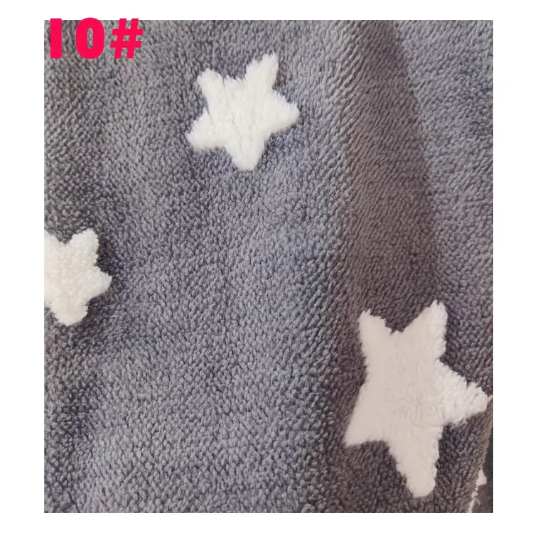 High Quality Breathable And Keep Warm 100%polyester Shu Velveteen Five-pointed Star Pattern For Clothing Shoes