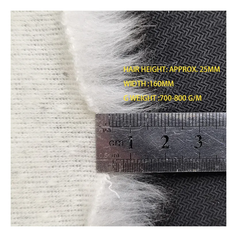 Factory Direct Sale Keep Warm 25mm Wool Height White Dyed Black Tips Plush Fabric For Clothing