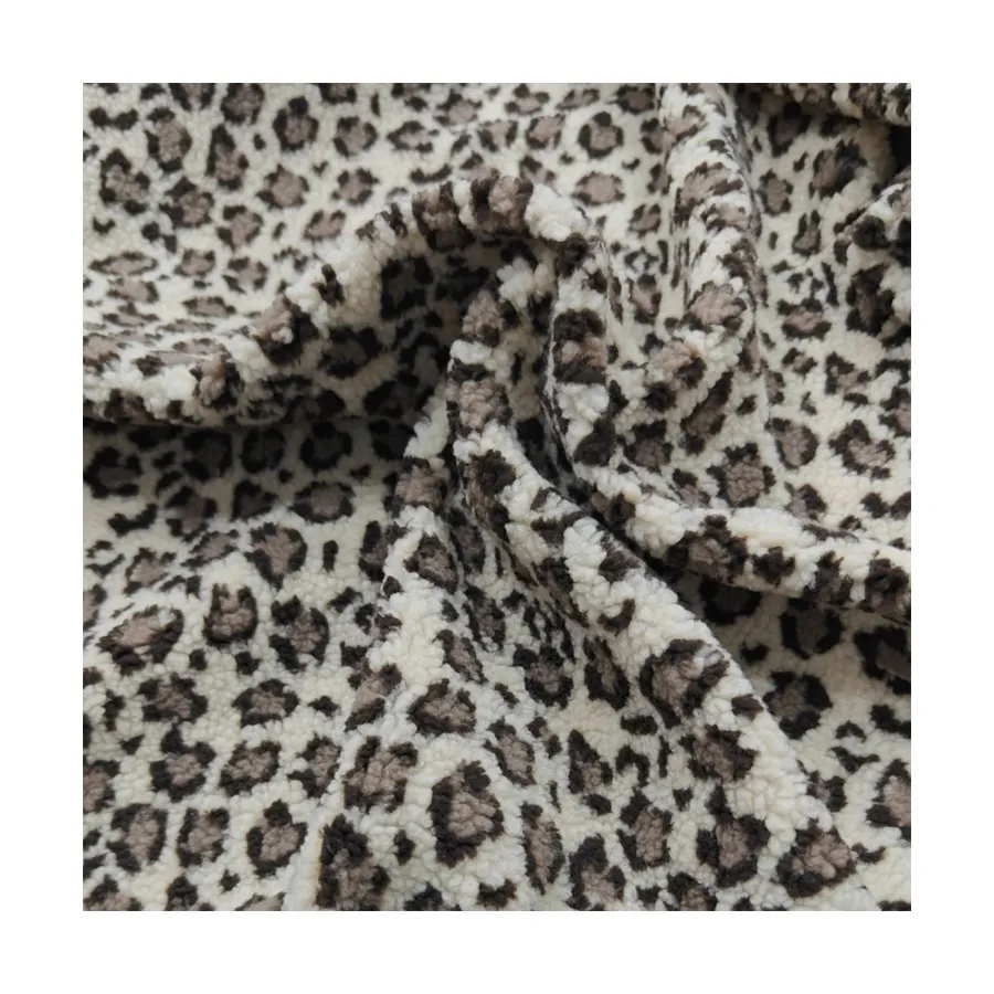 High Quality Keep Warm Keep Soft Handle Warm Lamb Fur Tri-color Leopard Jacquard For Clothing Shoes