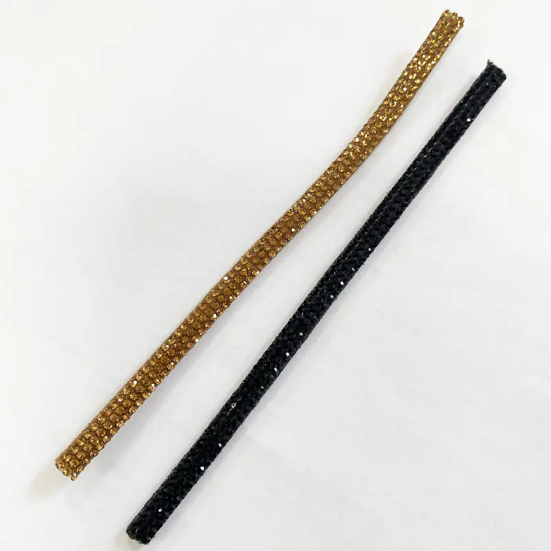 Stock Cheap Plain SS4 Rhinestone Strip 3 Rows Black Rose Gold Diamond Decoration Garment Manufacture Accessories