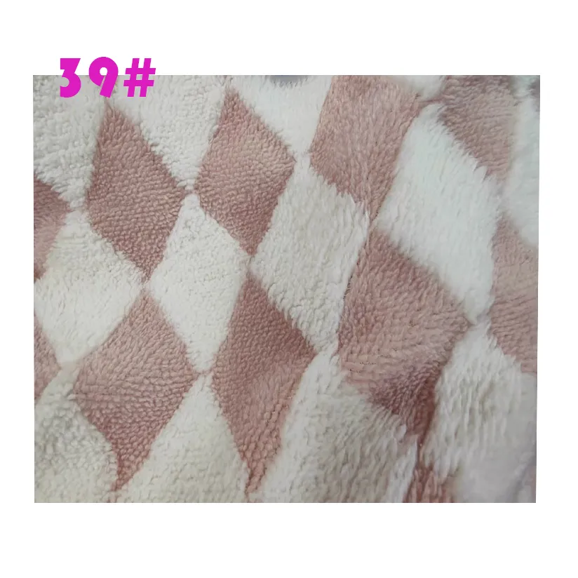 Hot Products Breathable And Keep Warm 100%polyester Shu Velveteen Jacquard Diamond Check For Clothing Shoes