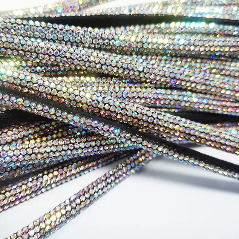 Low Price Wholesale Rhinestone Adhesive Rope Trimming Rhinestone Cord Cotton Rope For Shoes Handbag Decoration Strip