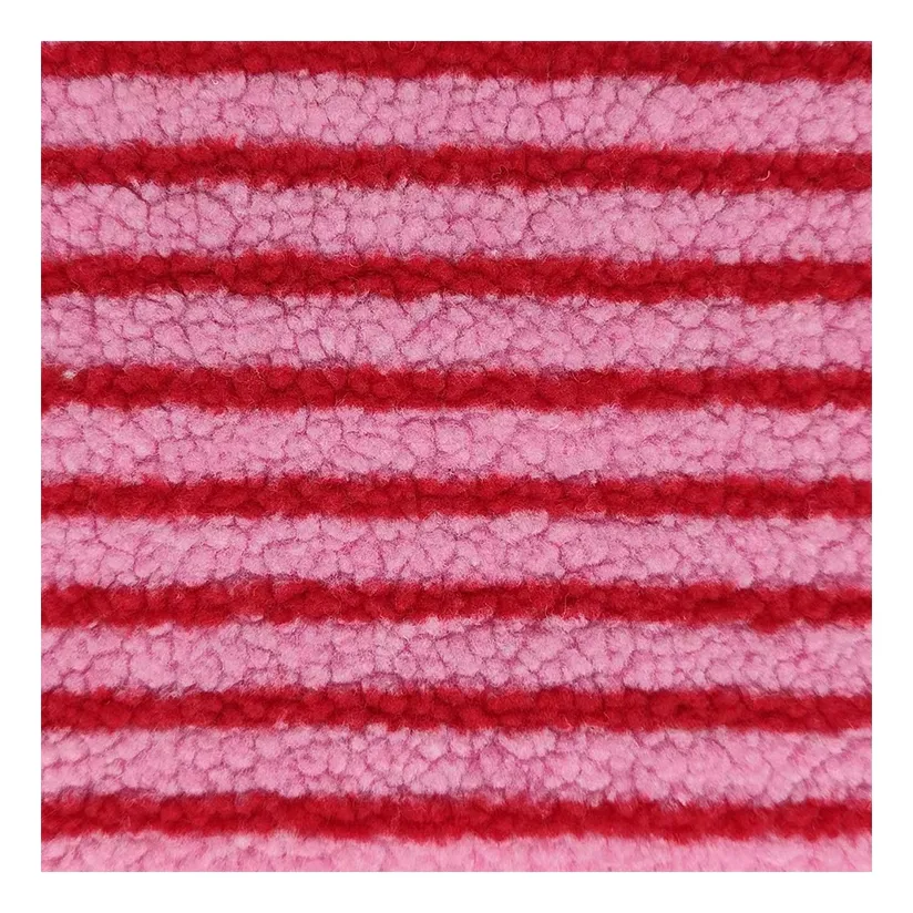 High Quality Keep Warm Keep Soft Handle Warm Lamb Wool With Horizontal Stripes For Clothing Shoes