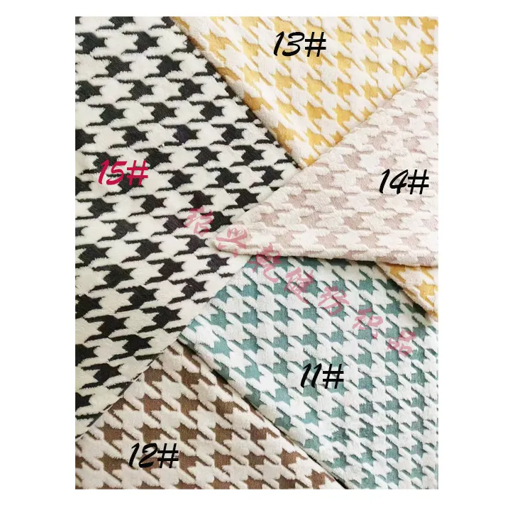 Hot Products Breathable And Keep Warm 100%polyester Shu Velveteen Houndstooth For Clothing Shoes