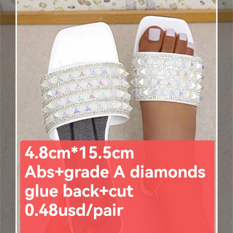 Manufacture Diamond Shape Beaded Sandals White Clear Rhinestones Decorative Upper Sticker