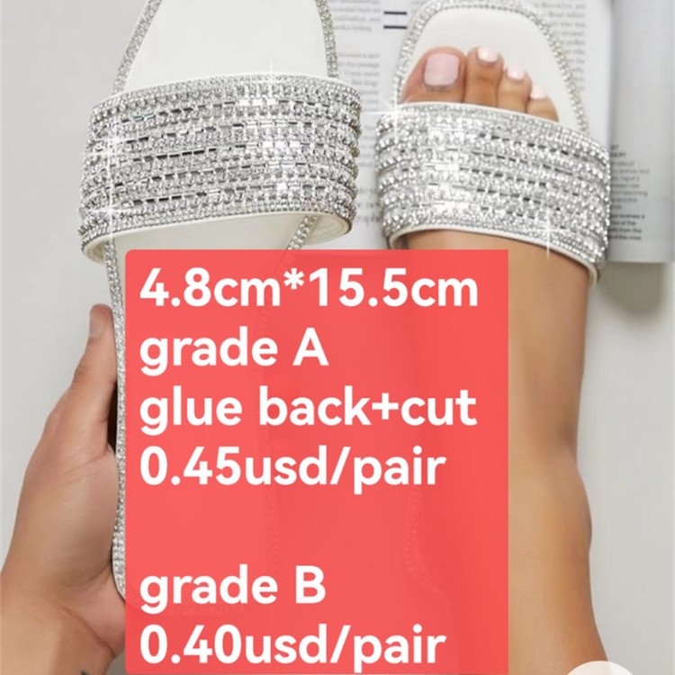 Wholesale Decorative Hot Fix Layer Embedded with Rhinestones Self Adhesive Back Glue on Shoe Upper